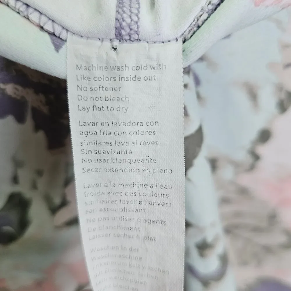 Fabletics Salar Gray And Pink Floral Powerhold Leggings Size XXL